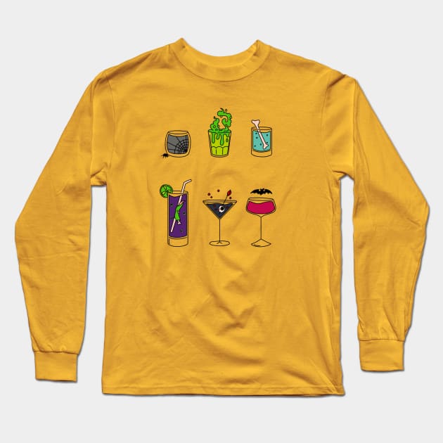 Halloween Cocktails Long Sleeve T-Shirt by jiniandtonic